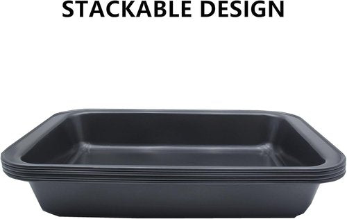 Heavy Duty Nonstick Baking Pan Set by [Brand Name] - 4 Pack Rectangle Carbon Steel | 12.6 x 8.6 Inch for Brownies, Lasagna & More