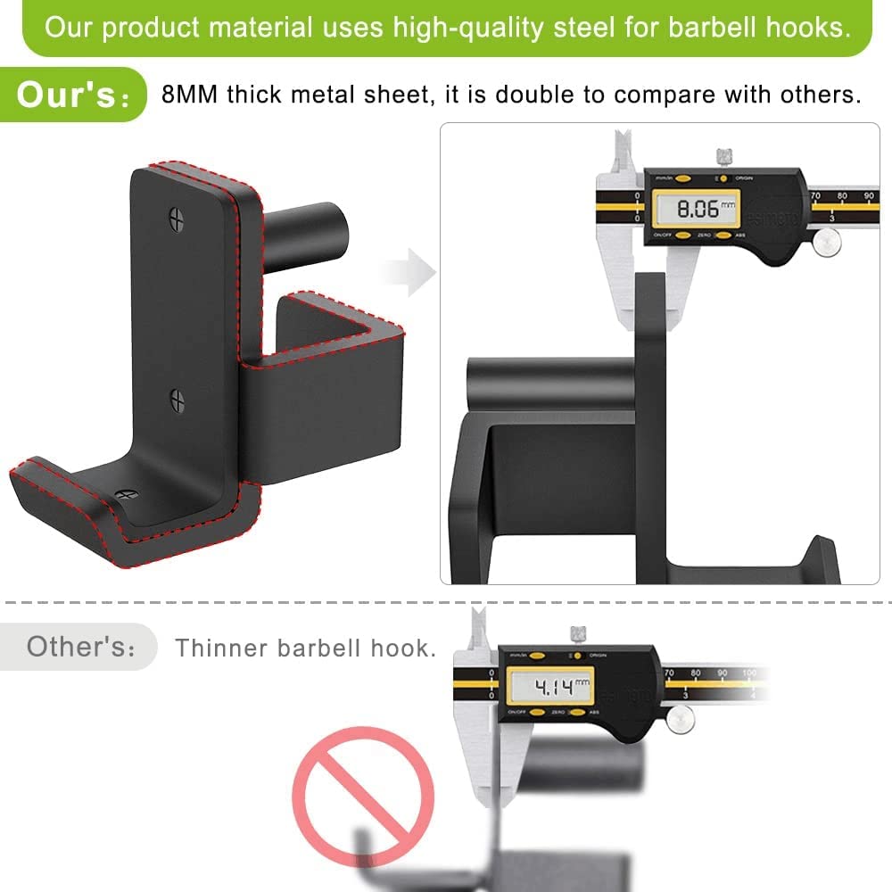 SELEWARE J Hooks for Power Rack, Heavy Duty Barbell J Cups for 2" x 2" Tube Squat Rack with 1" Hole, 1500lbs Capacity, Set of 2