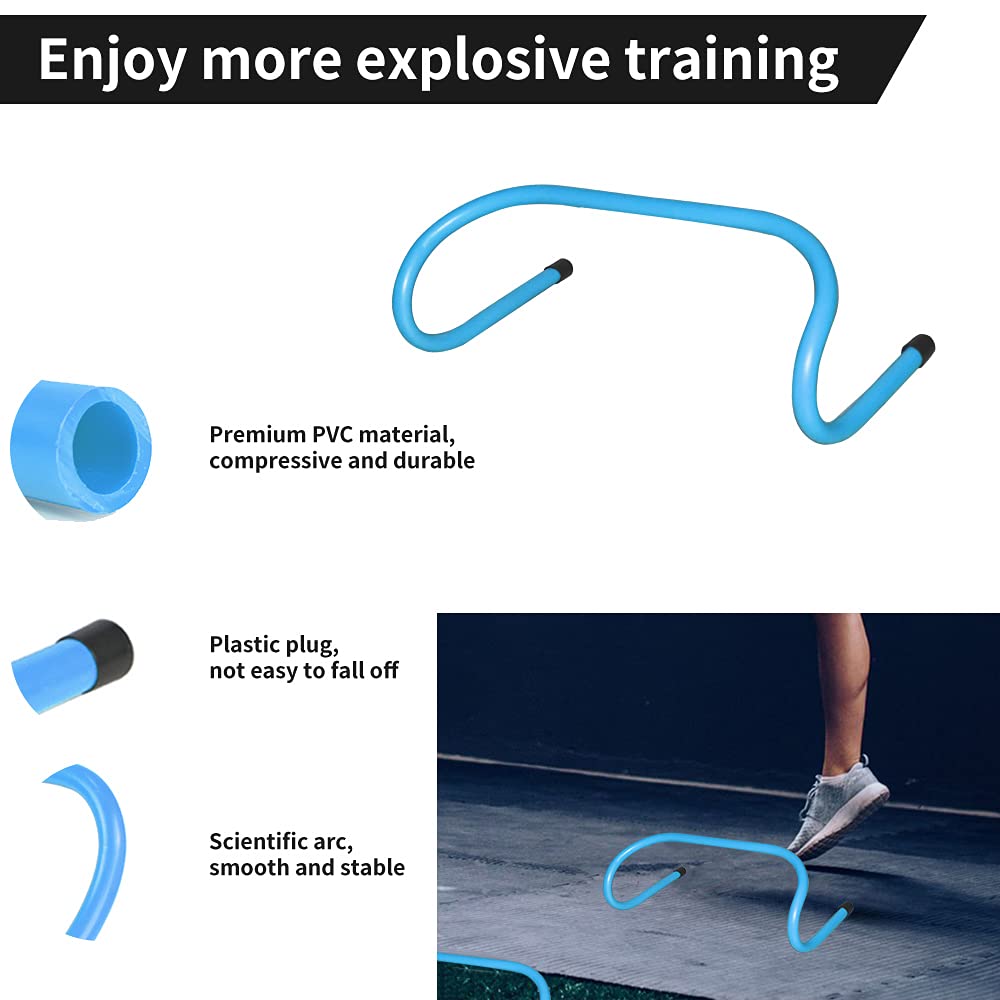 TNZMART Agility Ladder and Disc Cones Training Set Adjustable Rungs Training Ladder with 10 Plastic Sport Cones for Training (Blue, 6 Hurdles)