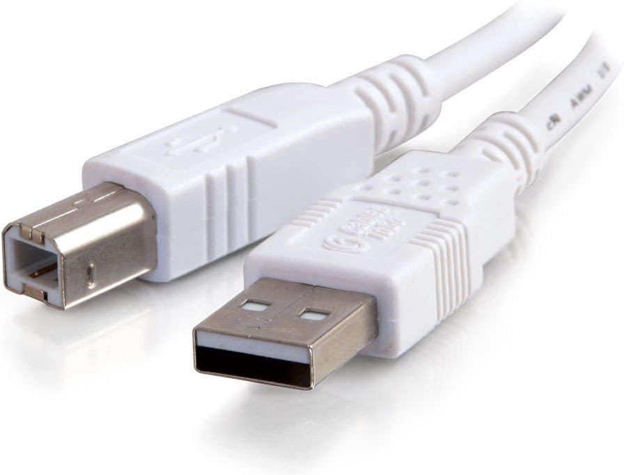 C2G 2.0 3.28 (1 13171 USB Cable, USB Cable, USB A to B Cable, Feet Meter), White, Cables to Go