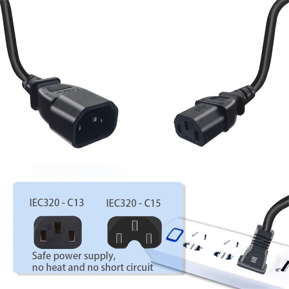 TEWOXIN 0.3M C14 C5 250V 10A, (0.3M C14 C5 IEC to Power Cord, for Laptop Power Supply, Monitor, Printer and More