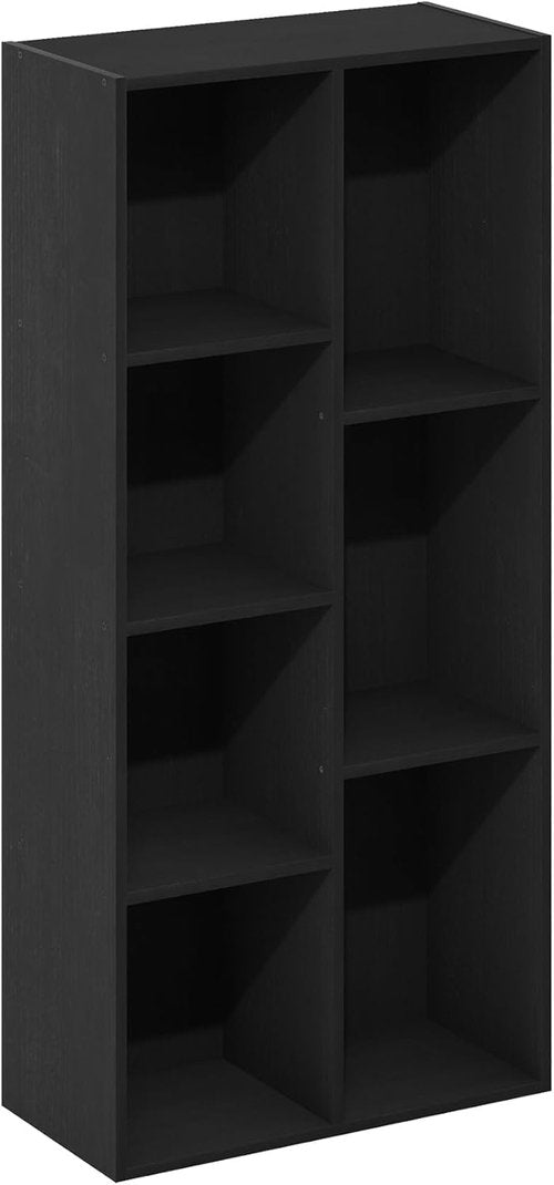 Furinno LUDER 7-Cube Bookshelf - Stylish Open Shelves | Easy Assembly for Living Room, Bedroom, Home Office - Blackwood Finish