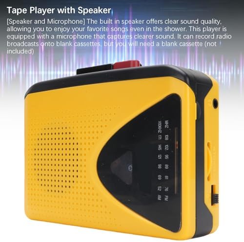 FOSA Cassette 4.7 3.3 1.5in Retro Player Recorder Portable AM FM Radio with Built in Speaker and Microphone for Home