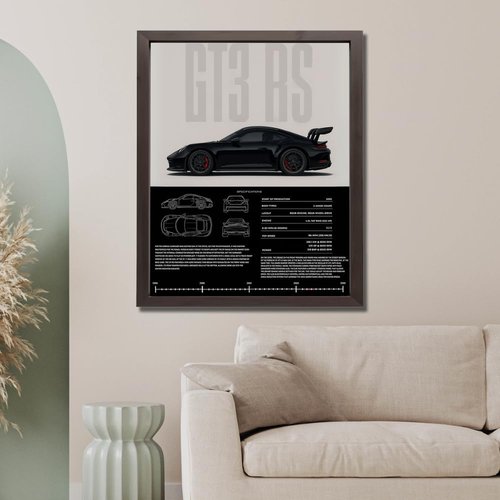 InkFlow Vintage Racing Car Poster - Classic Supercar Wall Art for Boys' Bedroom | 8x10 Unframed Canvas Print
