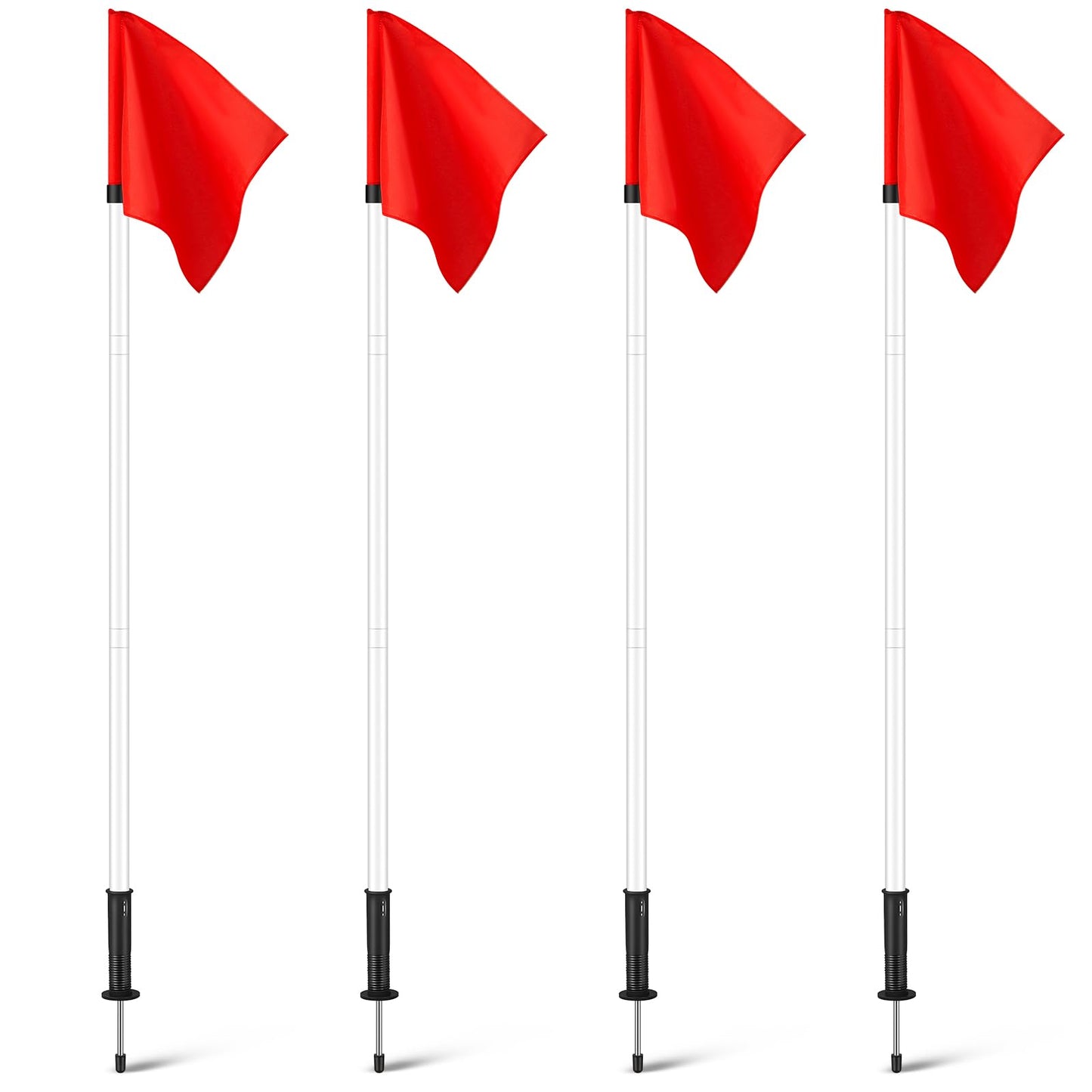 VitalCozy 4 Pcs 2 in 1 Soccer Corner Flags Agility Poles for Field 5 ft Portable Spring Loaded Flags Soccer Poles Dribbling Football Equipment for Training