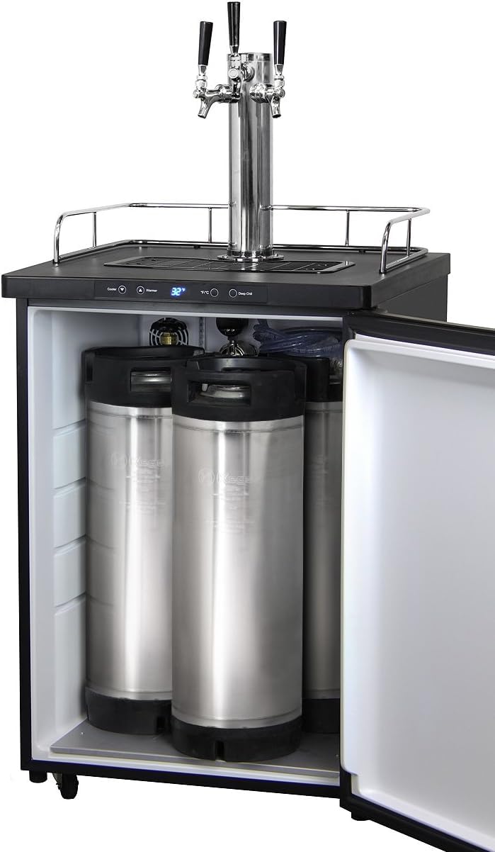 Kegco HBK309X-3 Keg Dispenser, 3 faucet without kegs Black Stainless Steel