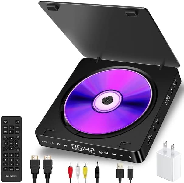 tengertang Region-Wide Free DVD Player Portable CD Player with HDMI and AV Output Ports Multifunctional DVD Player USB