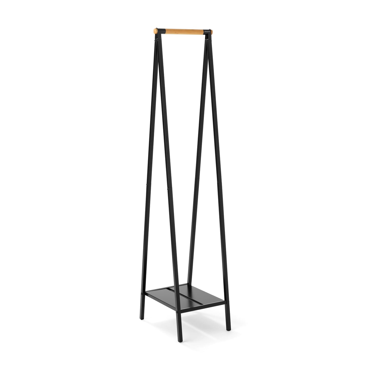 Brabantia - Linn Clothes Rack, Compact - Free Standing Clothing Rail - Clothes Storage - Hang, Air, or Dry Clothes - Sturdy Steel Frame & Bamboo Rod - 19 x 13 x 67 inches - Black