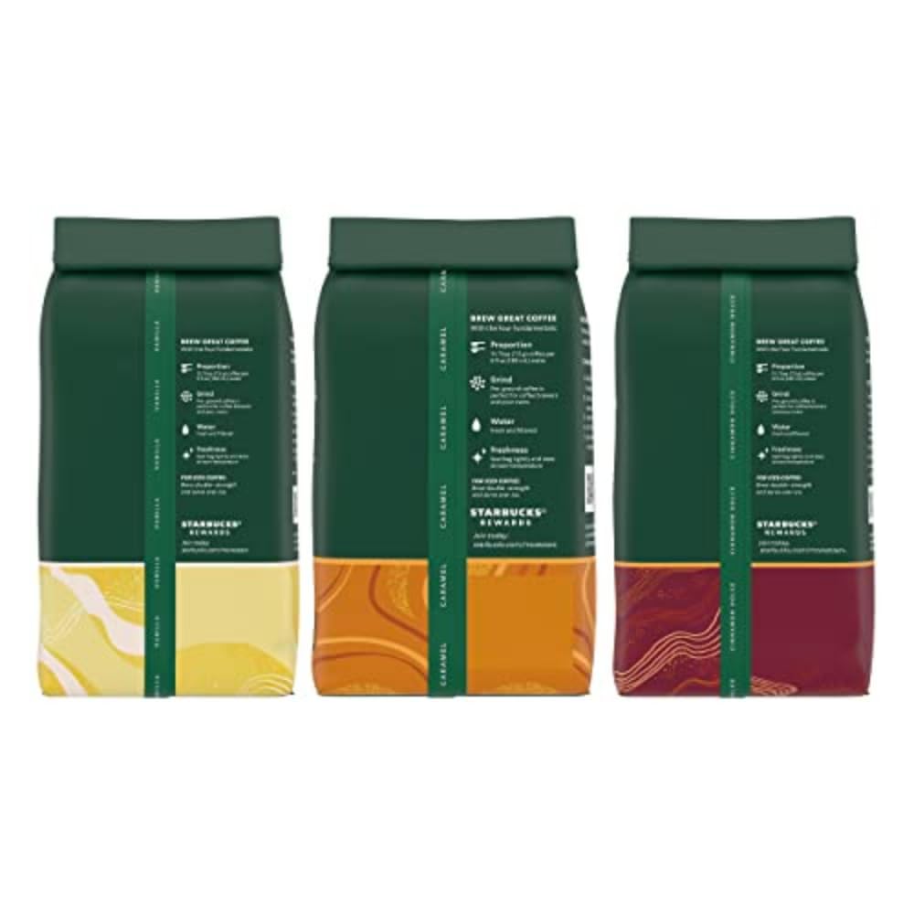 Starbucks Ground Coffee Variety Pack - Flavored Hot or Iced Coffee | Three 11 oz Bags