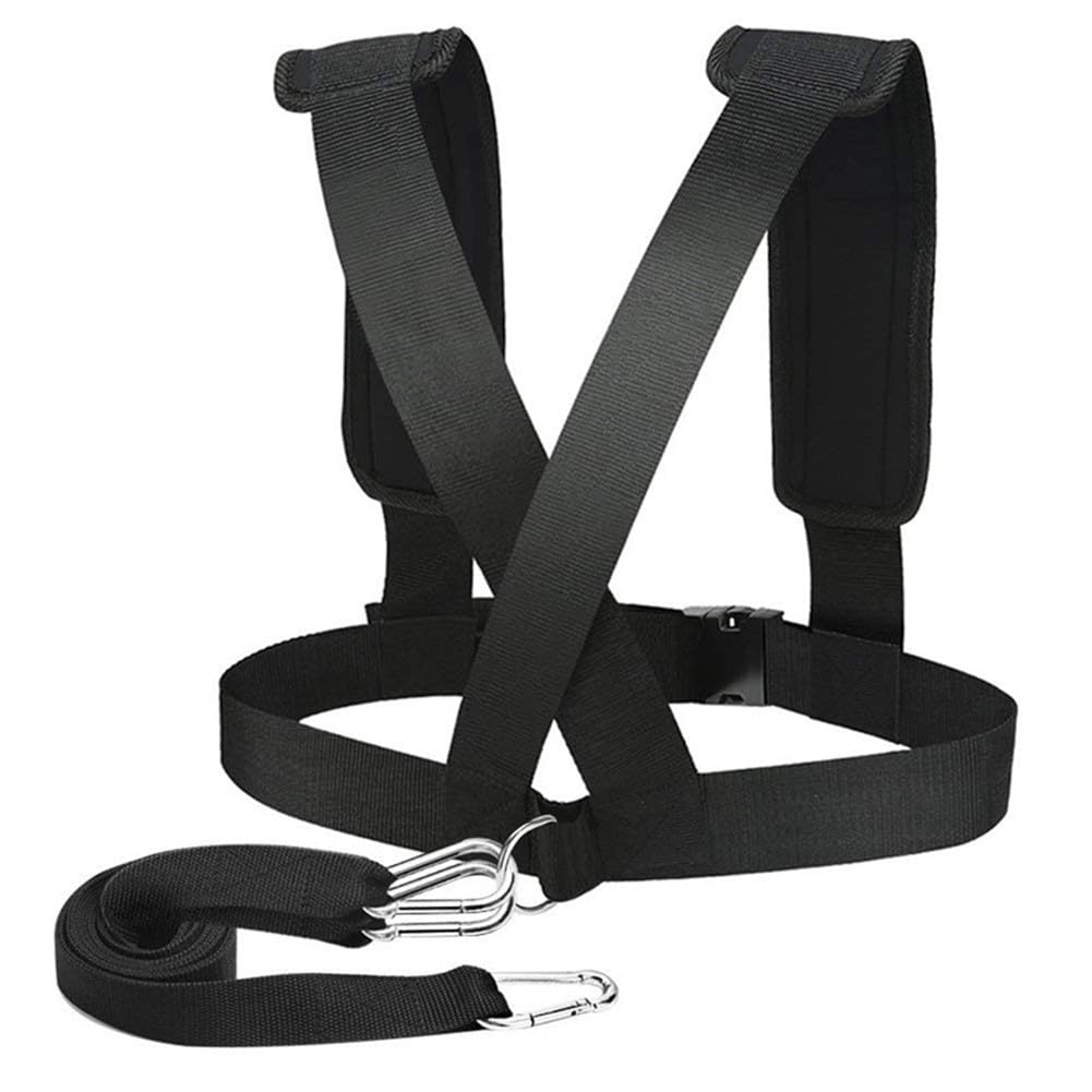 Jurtmy Sled Harness for Exercise, Adjustable Nylon Running Resistance Training Vest with Shoulder Pads for Football Basketball Strength Building, Black