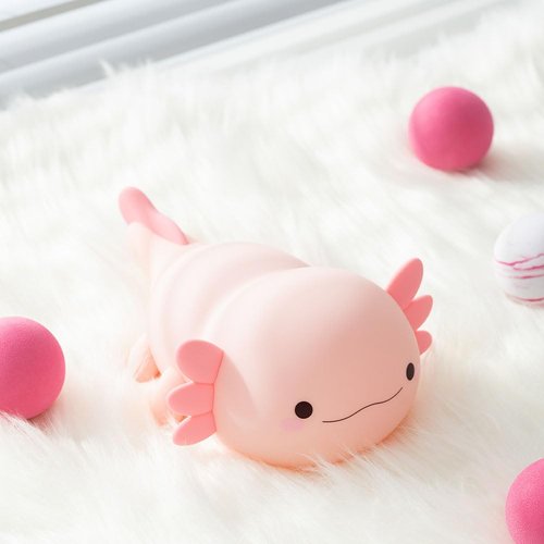 magical JD Axolotl Night Light for Kids Bedroom, Animal Silicone Nursery Night Lamp Touch Dinosaurs Nightlights USB Rechargeable Bedside Lamp for Baby Children Toddlers Girls Gift (Pink Axolotl)