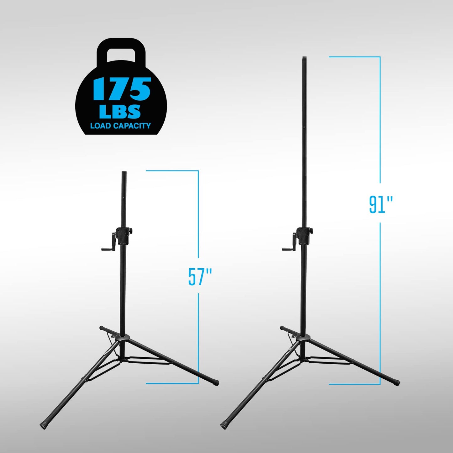 AxcessAbles Heavy-Duty DJ Stands with Carry Bag | 175LB Load Capacity | Crank Up Light & Speaker Stands | Stage Lighting Tripods (2 Pack)