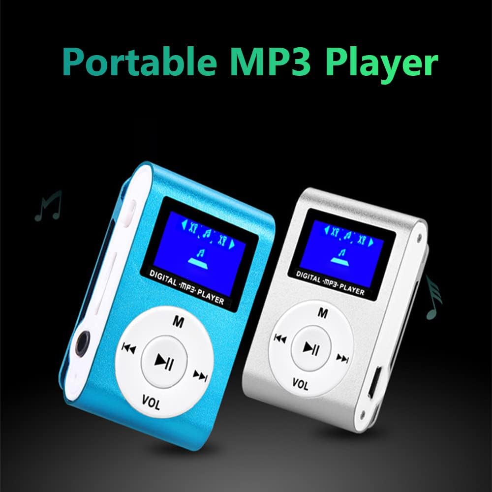 Karlak MP3 MP3 Mini Portable Mc Player Metal Clip-on Player with LCD Screen Port TF Card Wide Application Gold