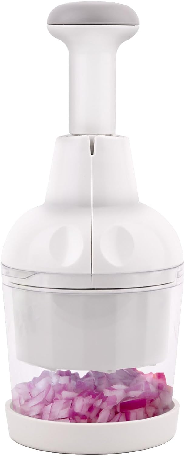 Skiennix Vegetable Chopper - Manual Food Cutter for Onion, Salad & Garlic | Dishwasher Safe, White