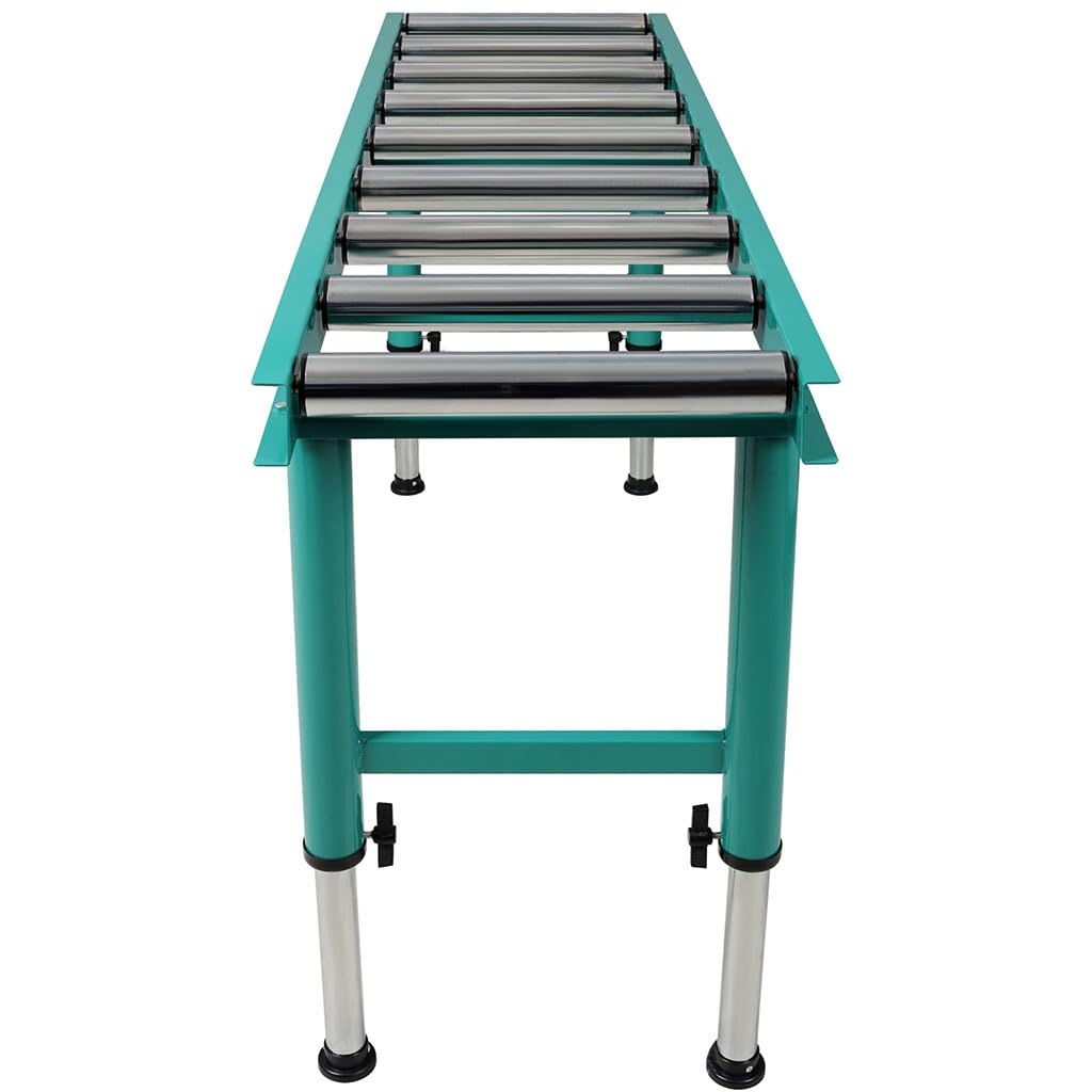SEOCCTV 5 FT Adjustable Roller Conveyor Table with 9 Rollers, Heavy Duty Portable Steel Conveyor Stand, Height Adjustable Roller Table Supports 440 lbs for Warehouse, Workshop & Material Handling