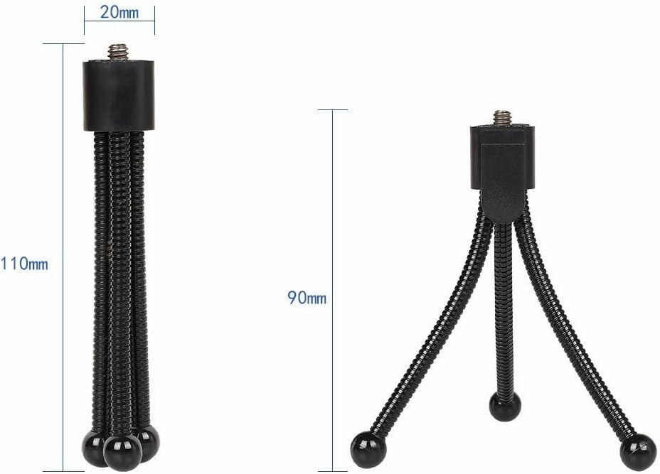 Reflex Camera 3-Section 1/4"-20 Lightweight Metal Table-Top Tripod Stand Compact, Durable Mini for Digital Cameras