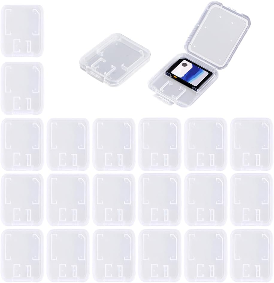 SteelFever (20 Clear Plastic Memory Card Case Compatible with SD SDHC SDXC Micro SD T-Flash Card PCS)