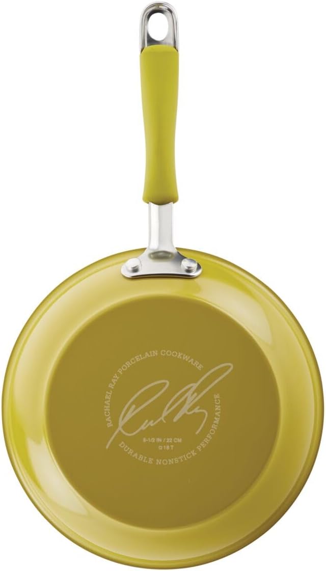 Rachael Ray Cucina Nonstick Cookware Set - 12 Piece in Lemongrass Green for Effortless Cooking
