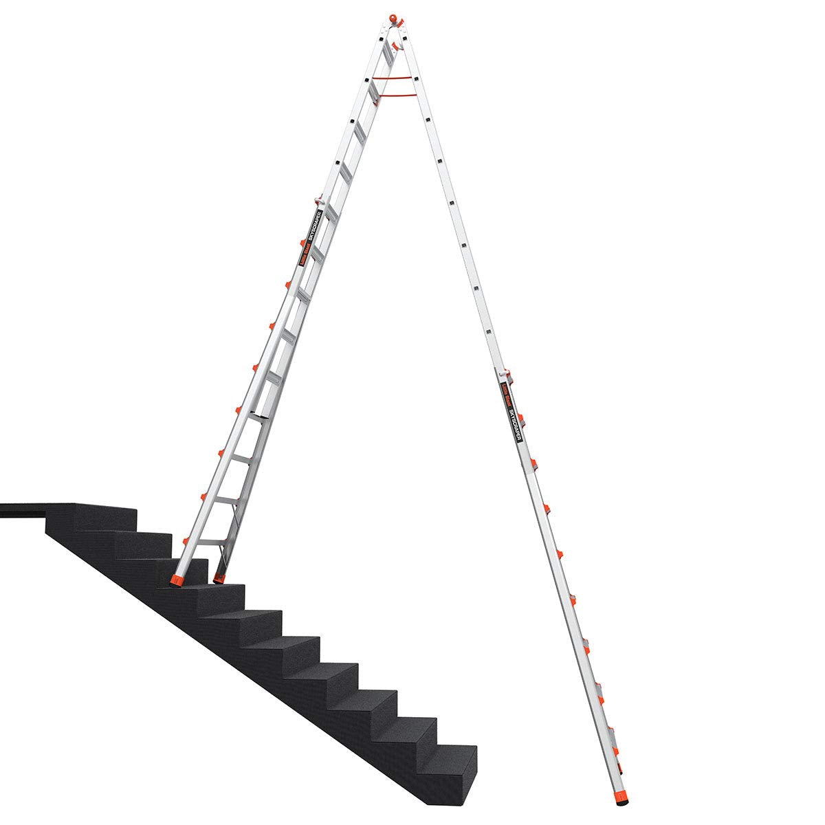Little Giant Ladders Skyscraper M17, Adjustable Step Ladder, 9–17 Ft, Aluminum, 300 lb Load Capacity, Type 1A Extra Heavy Duty, 20.7-Ft Reach (10110)