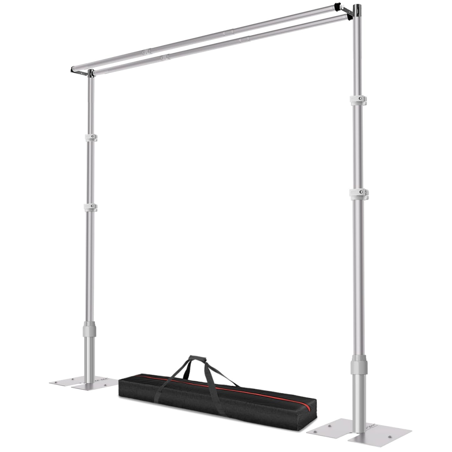 Qoolfoto 10x10ft Pipe and Drape Backdrop Stand, Double Crossbar, Heavy Duty Adjustable Background Frame with Metal Base for Parties Photography Wedding Photoshoot Decoration