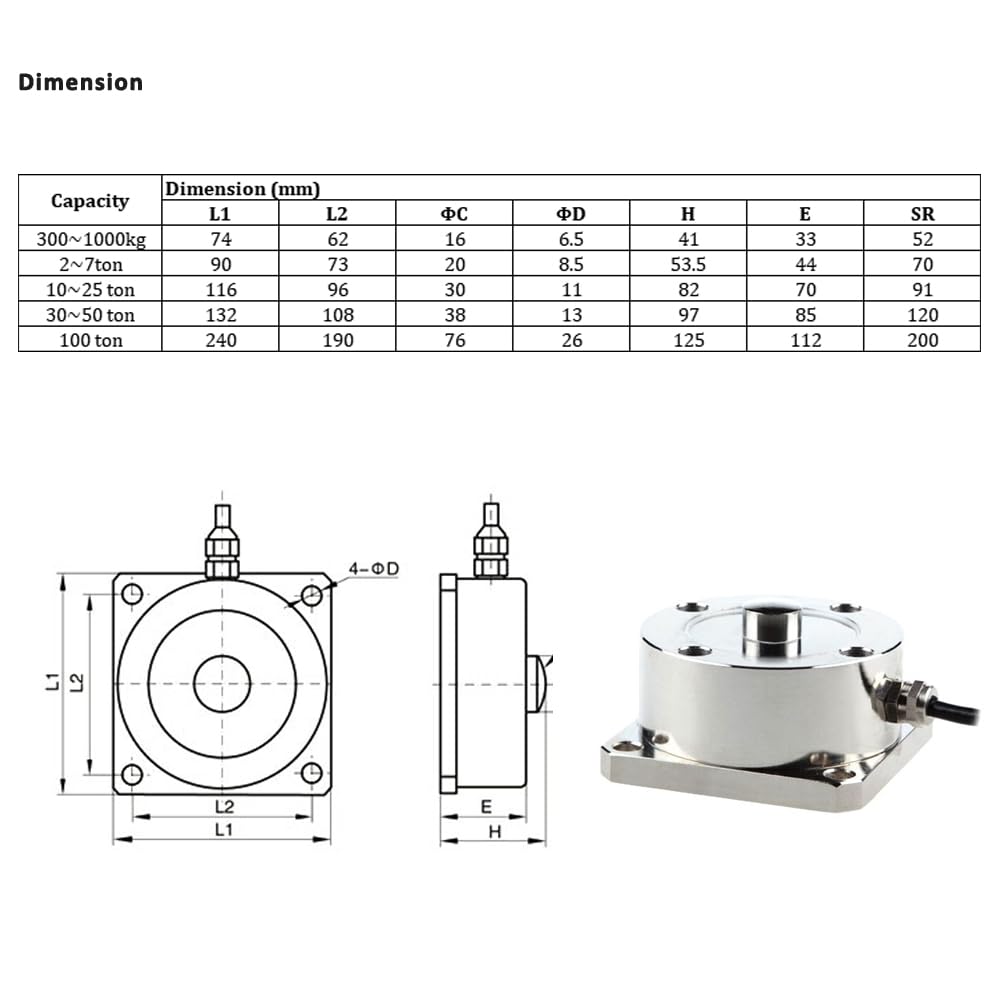 ATO 20 ton Compression Load Cell, High Precision Digital Weight Sensor for Platform, Truck & Rail Scales, Industrial Material Measurement, IP67
