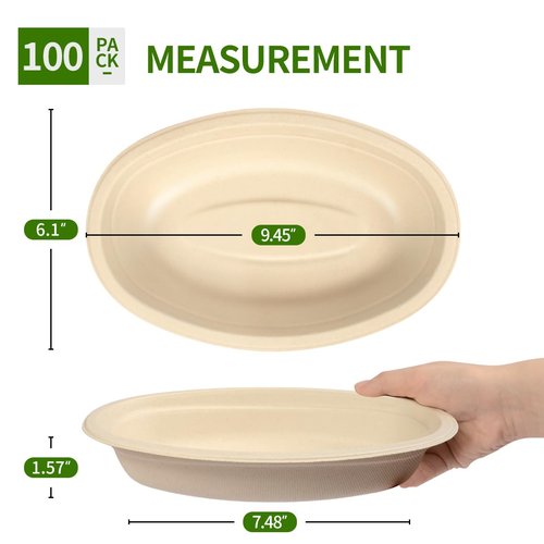 AICHEF 28 oz Oval Paper Bowls 100 Pack Disposable Chi-potle Style Oval Bowls for Burrito Roll, Nacho, Baked Potato, Taco Salads, Nacho Potato Bar Supplies