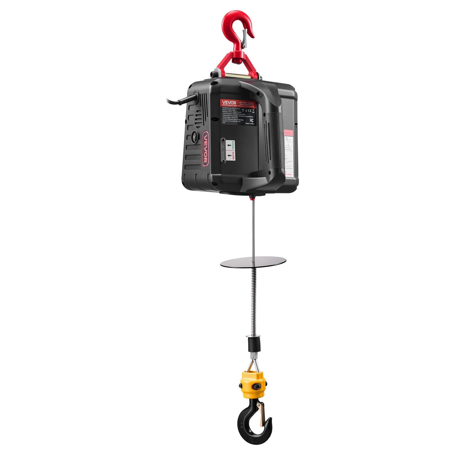 VEVOR 2-in-1 Electric Hoist Winch, 1100 lbs Capacity, 1500W Portable Power Winch Crane, 25 ft Lifting Height, 16.4 ft/min with Manual and Wireless Remote Control for Factory, Warehouss, Garage