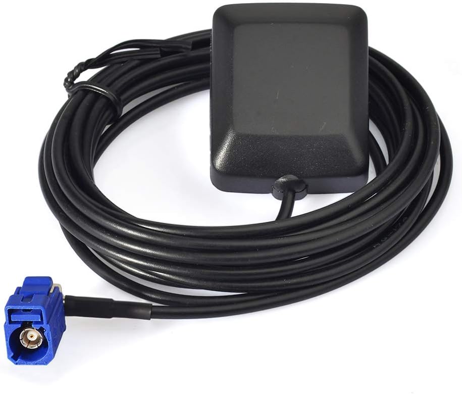 Eightwood Waterproof Active Navigation GPS Antenna Fakra Blue C Female Right Angle Magnetic Base for Car Stereo Head