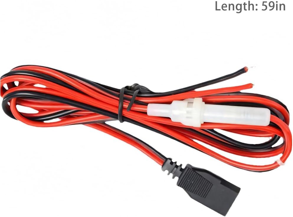 WoTravelPaL 3-Pin 2-Wire, 16AWG 1.5M 15A CB Radio Power Cord Heavy-Duty Fused Power Cable with Fuse, Compatible