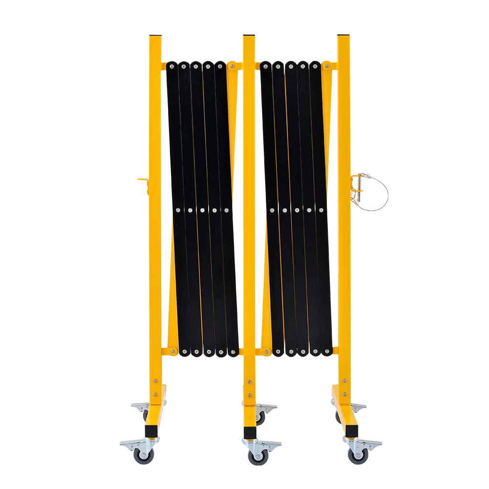 GYMTIME Industrial Expandable Metal Barricade, 16 Feet, Easily Assembled Safety Barrier with Casters, Flexible Mobile Retractable Gate, Adjustable Traffic Fence