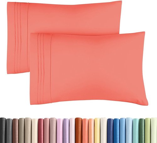 King Standard Pillow Cases by King - Ultra-Soft Hotel Quality | Fade-Free & Wrinkle Resistant - Coral, Set of 2