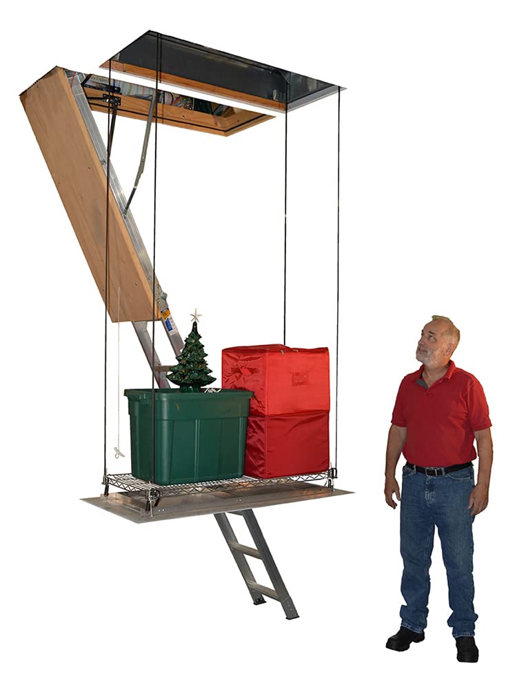 SpaceLift SL 5228-S Motorized Attic Lift – Made in USA, 200 lb Capacity, 15 Ft Vertical Travel, 24" x 41" Platform Garage Storage Lift