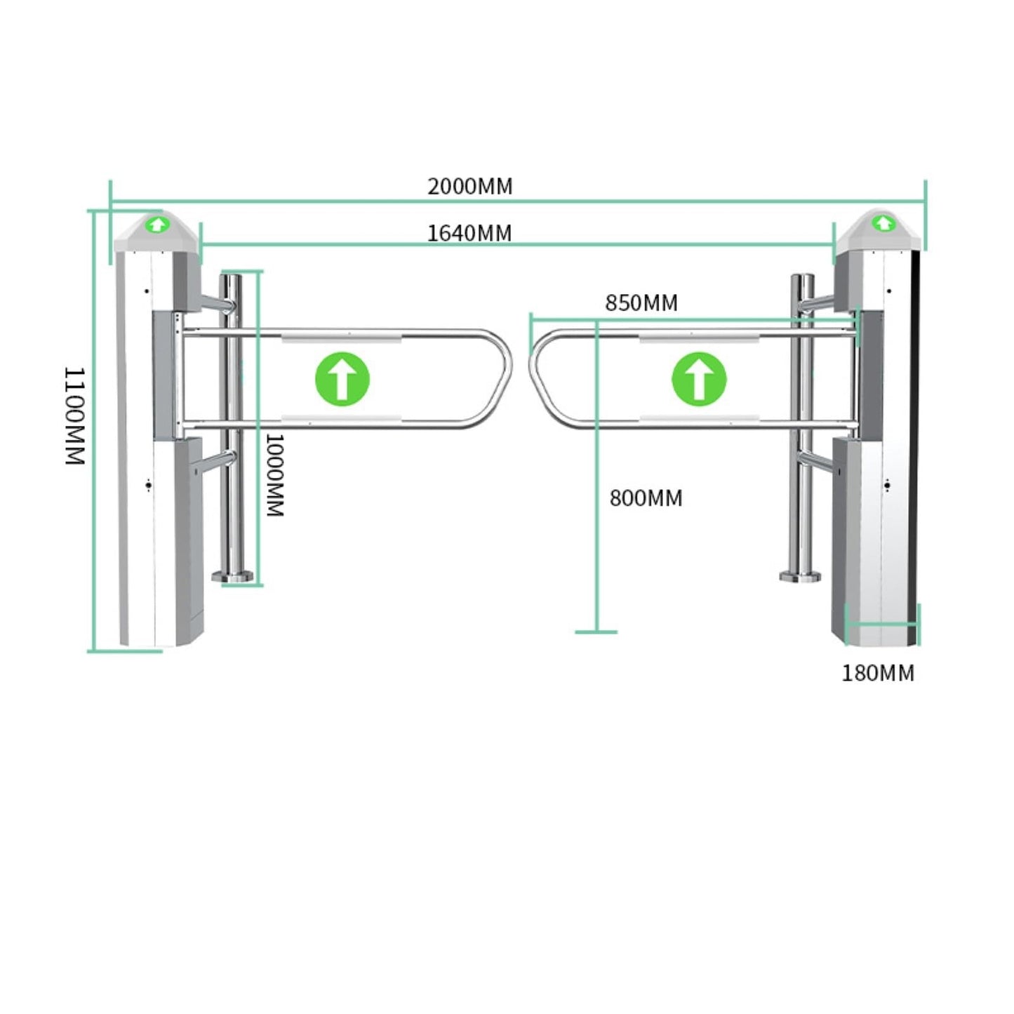 Automatic Public Entrance Turnstile with Infrared Detection Swing Gate with LED Indicators One-Way Access