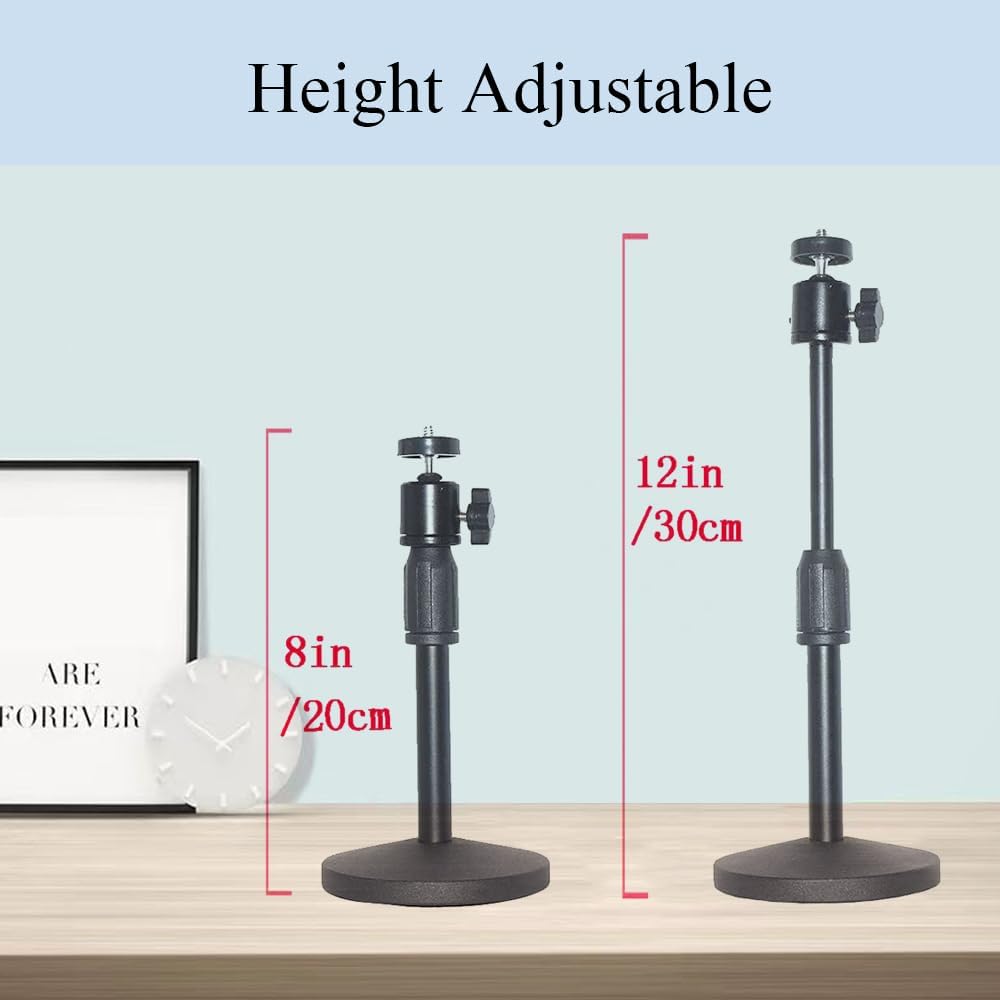 HANTAQ 1/4in 360Rotatable Desktop Mini Video Projector Stand Mount, Angle Adjustable Mini Projector Stand with Mounting