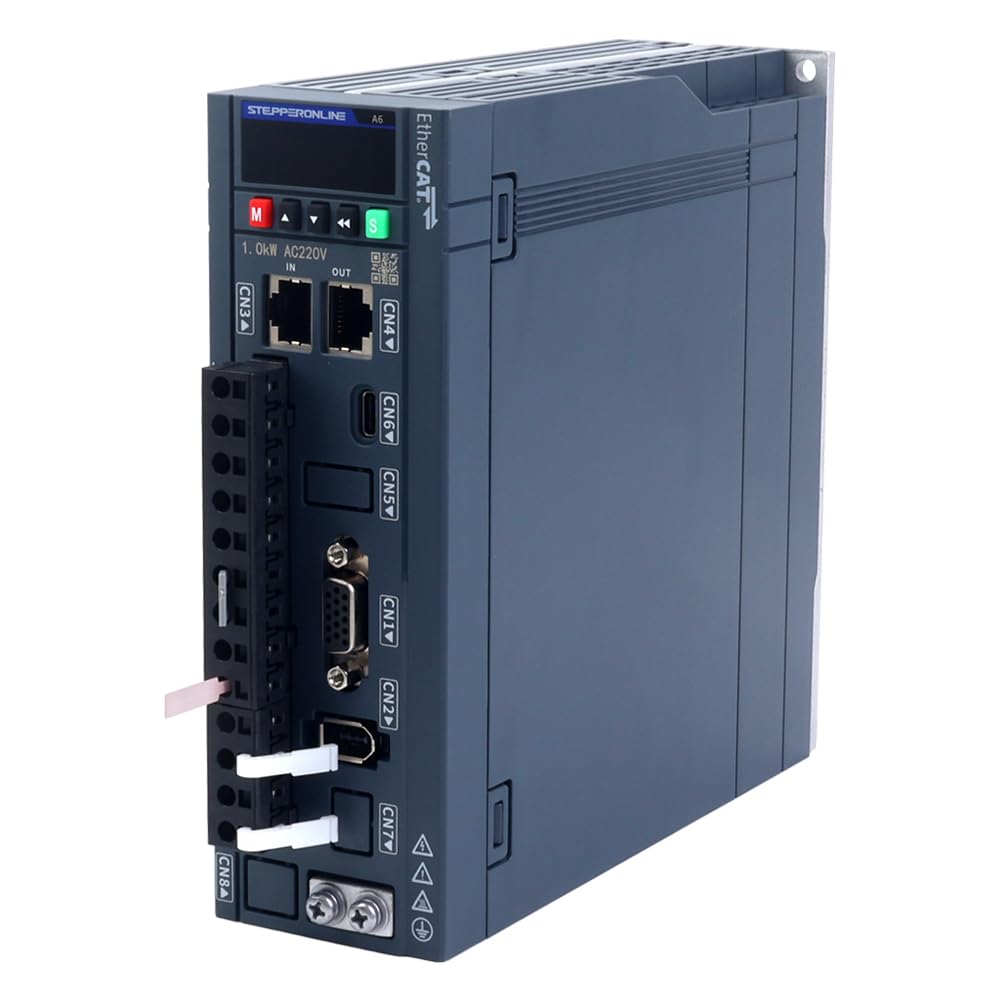 STEPPERONLINE AC Servo Motor kit EtherCAT A6 Series 1000W Servo Motor 3000rpm 3.18Nm with Brake 17 Bit Absolute Encoder IP67 + 1000W EtherCAT AC Servo Motor Driver+ 3.0M Cabels