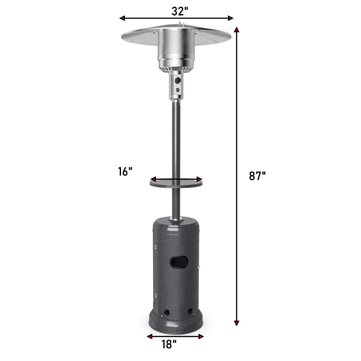 Tangkula 50,000 BTU Propane Patio Heater with Wheels, Outdoor Heaters for Patio with Shelf Tabletop, Stainless Steel Burner, Auto Shut Off & Tip-Over Protection, Portable Patio Heaters for Outdoor Use
