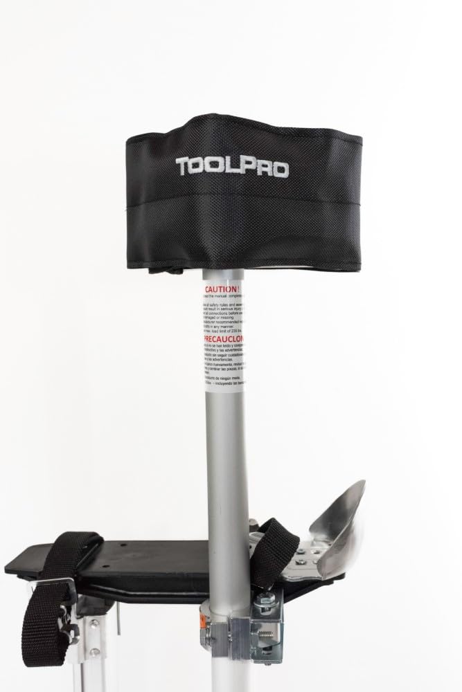 ToolPro Professional Grade Adjustable Drywall Stilts - for Drywall Installation, Painting, and More. Soft Strap Bands to Reduce Soreness and Smoother use (24-40 in., Aluminum)