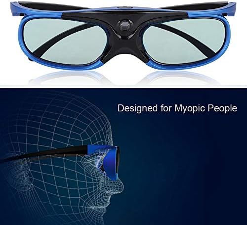 3D 144Hz 3D Glasses, DLP-Link Active Shutter Glasses with Rechargeable Battery for Projectors, Goggles for Mainstream