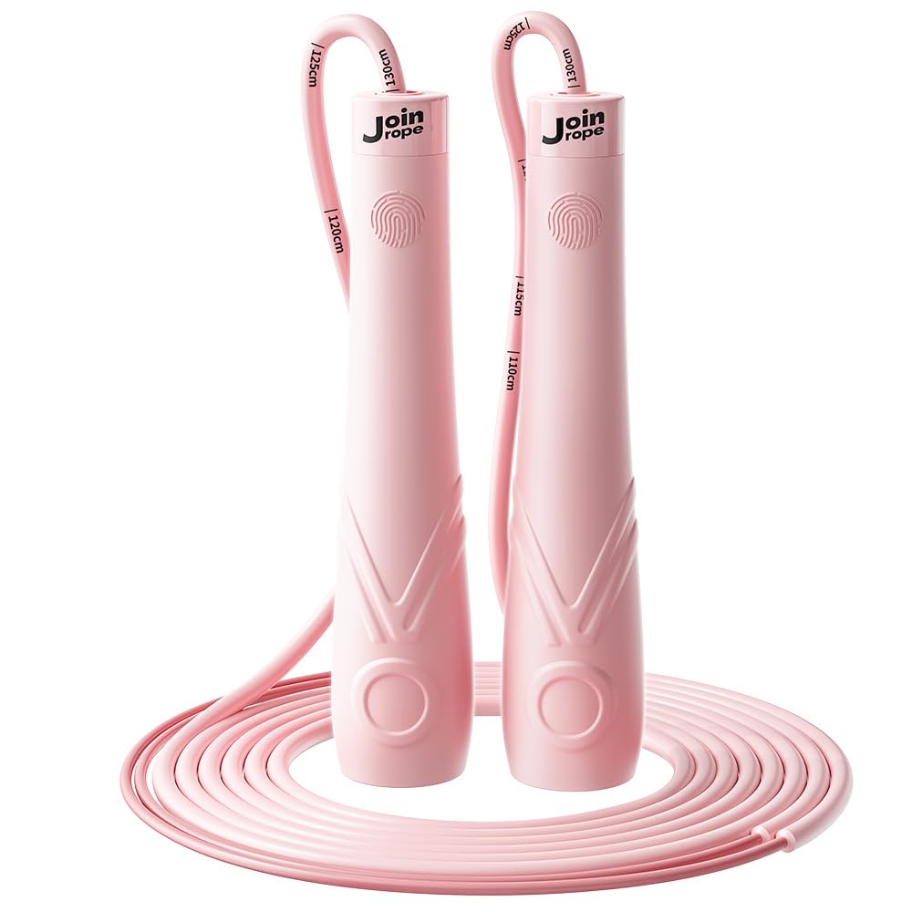 JOINROPE Kids Jump Rope for Children-Adjustable Speed Skipping Rope with Dual Bearings, Segmented Anti-Tangle Cord, Silicone Handles, Indoor Outdoor Fitness Toy for Boys & Girls (Pink)