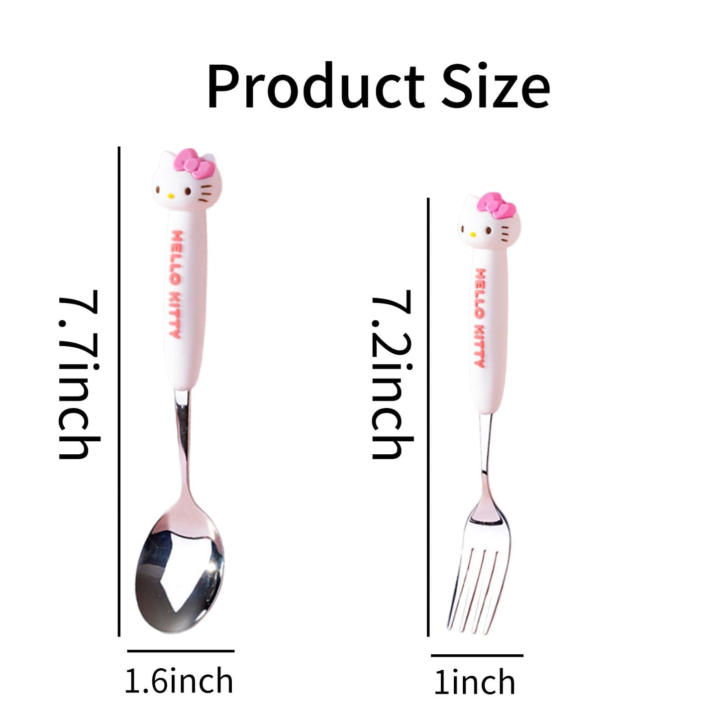 2 PCS Spoon and Fork Set, Cute Stainless Steel Silverware Set, Cartoon Salad Forks and Soup Spoons, Gift for Her