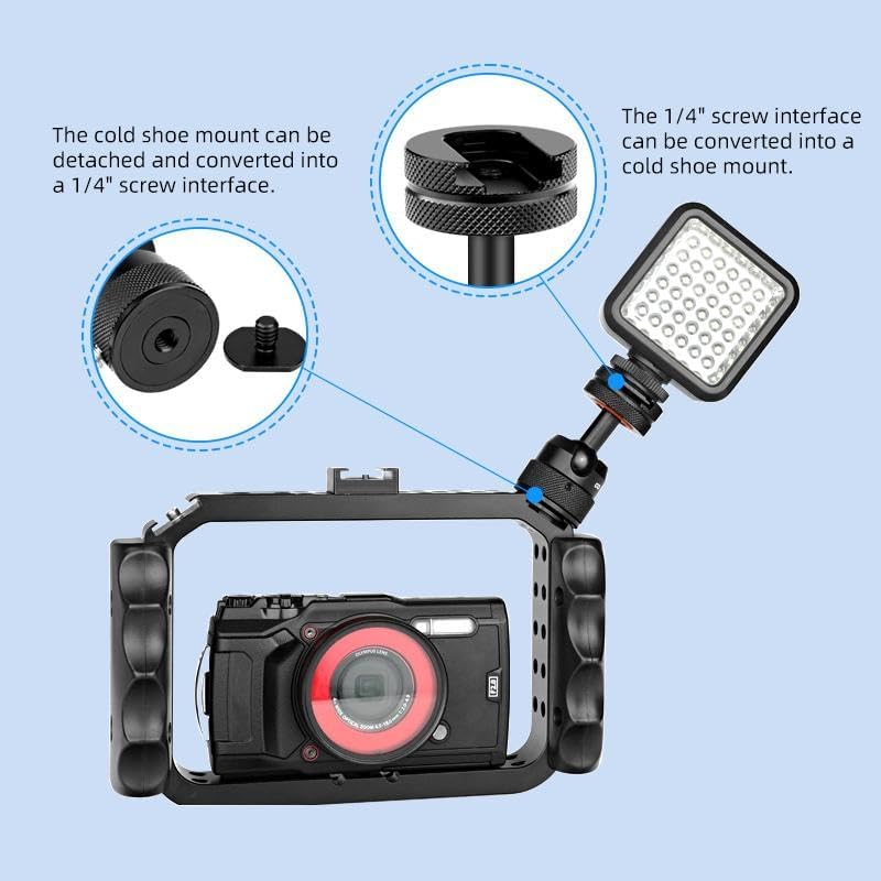 LOPURS 1/4" 360 5.5lb 360 Mini Ball Head, Tripod Head with hot Shoe, Rotatable Ball Heads Camera Mount Adapter, Max