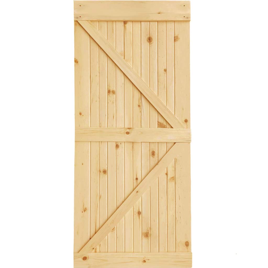 Kimberly Bay K-Bar Solid Pine Core Unfinished Interior Barn Door Slab DIY Kit 83.5 in. x 36 in.