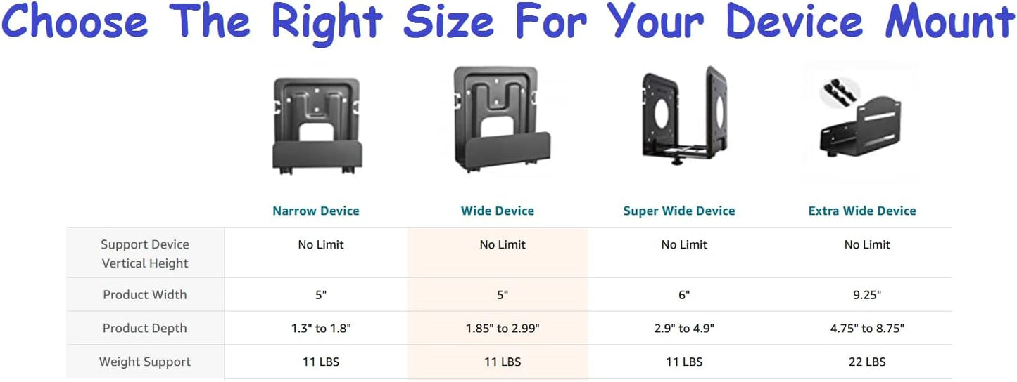 MP-06-02 2 Pack (2 Pack Mount Plus Cable Box Mount and Modem Mount for Wide Range of Media Players, Cable Boxes