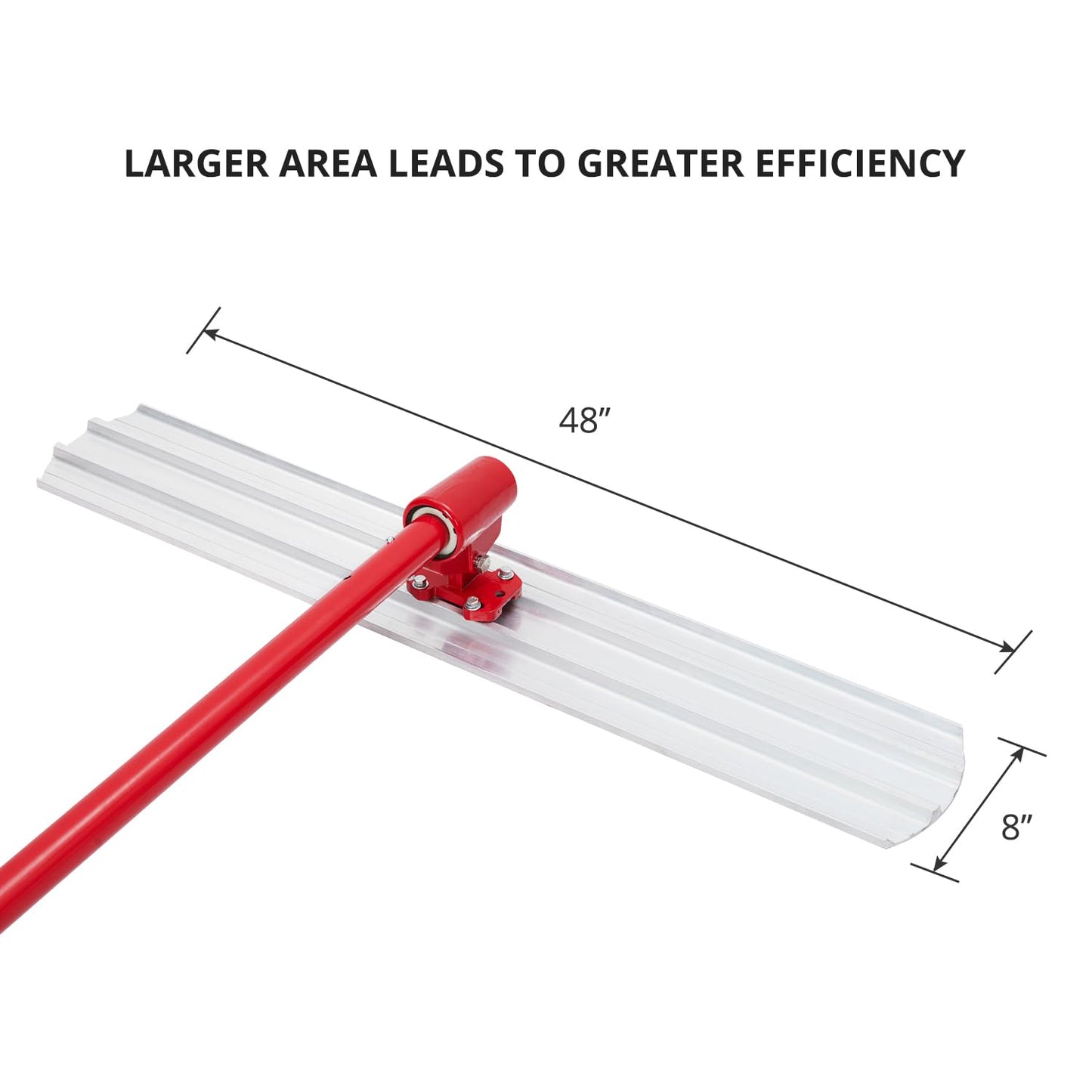 GarveeTech 48" x 8" Bull Float Magnesium Concrete Float, Metal Concrete Float Tool with Bracket for Multi-Angle Floating, Extruded Magnesium Alloy Blade, Round Blade