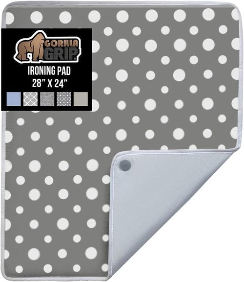 GORILLA GRIP Ironing Board Cover & Pad - Scorch Resistant Silicone Coating, 28x24" Polka Dots