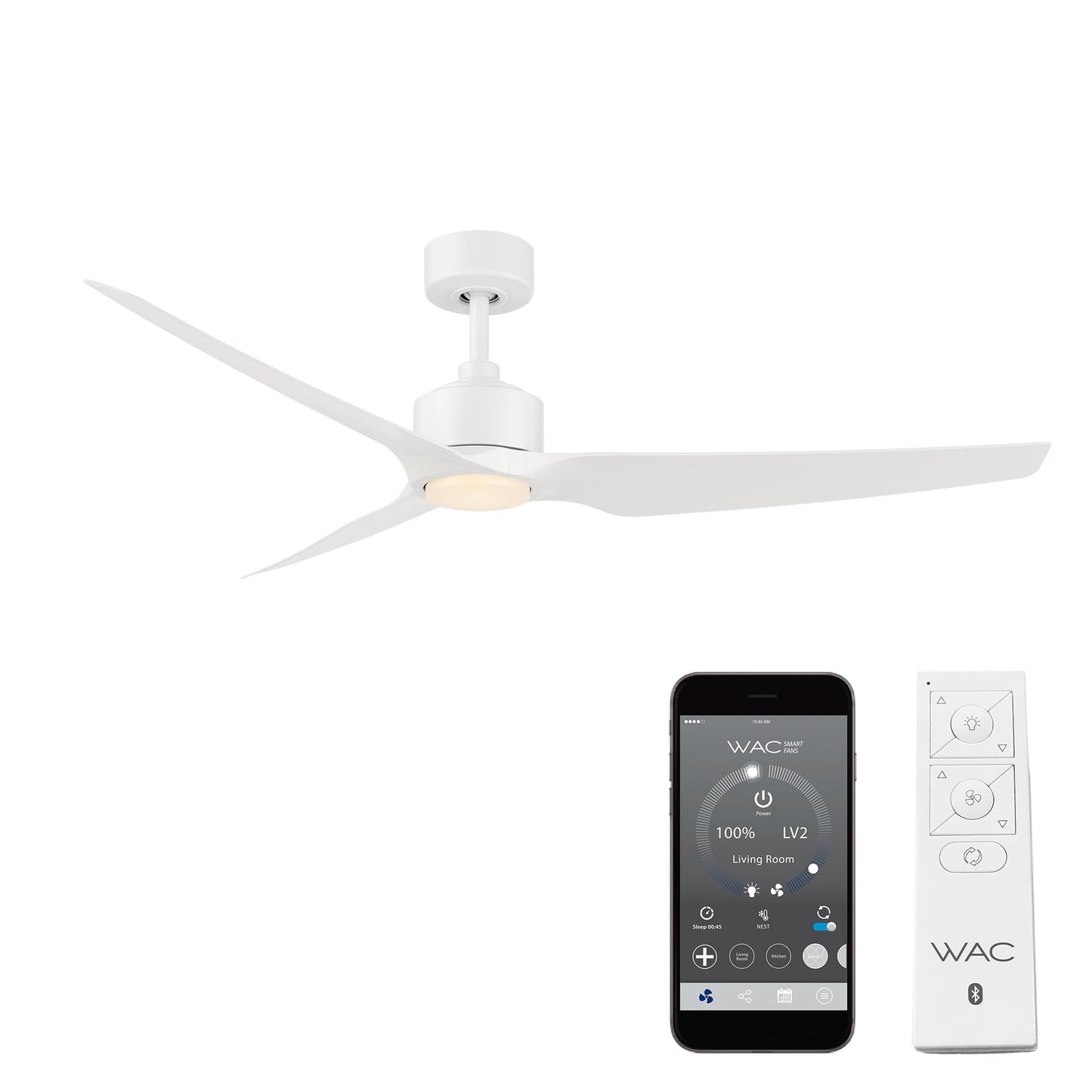 WAC F-056L-MW Stella 60" Outdoor Ceiling Fan with Lights and Remote Control, Matte White