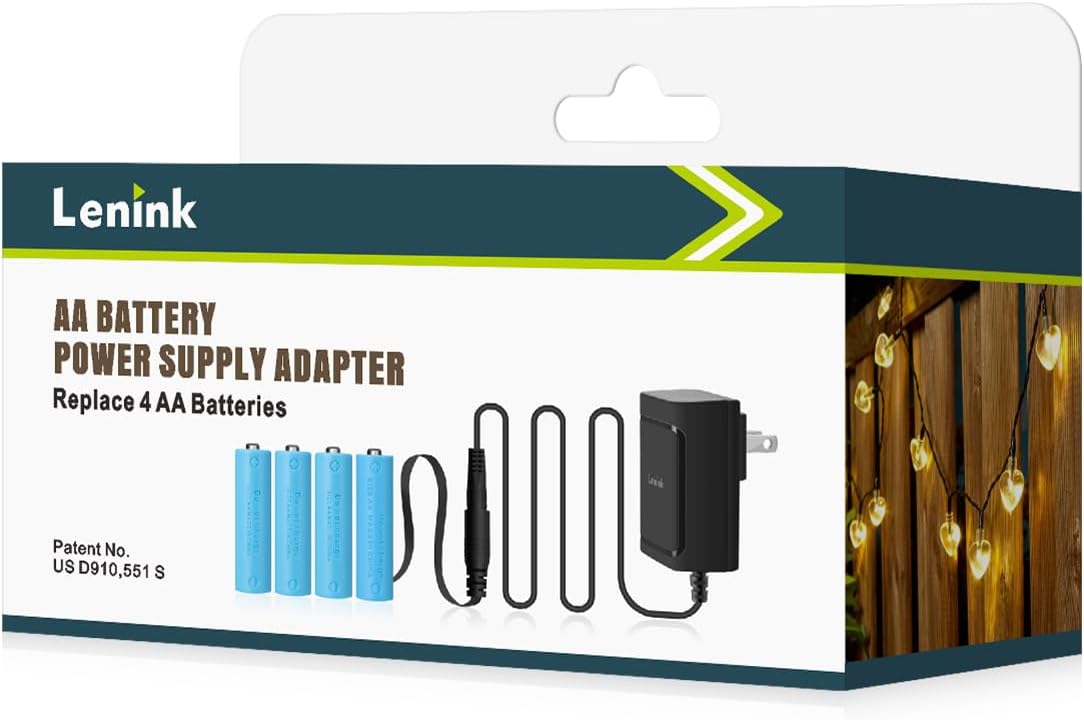 Lenink 4 AC Power Supply Adapter for AA Batteries, AA Battery Replacement Adapter for LED Light, LED Decorations