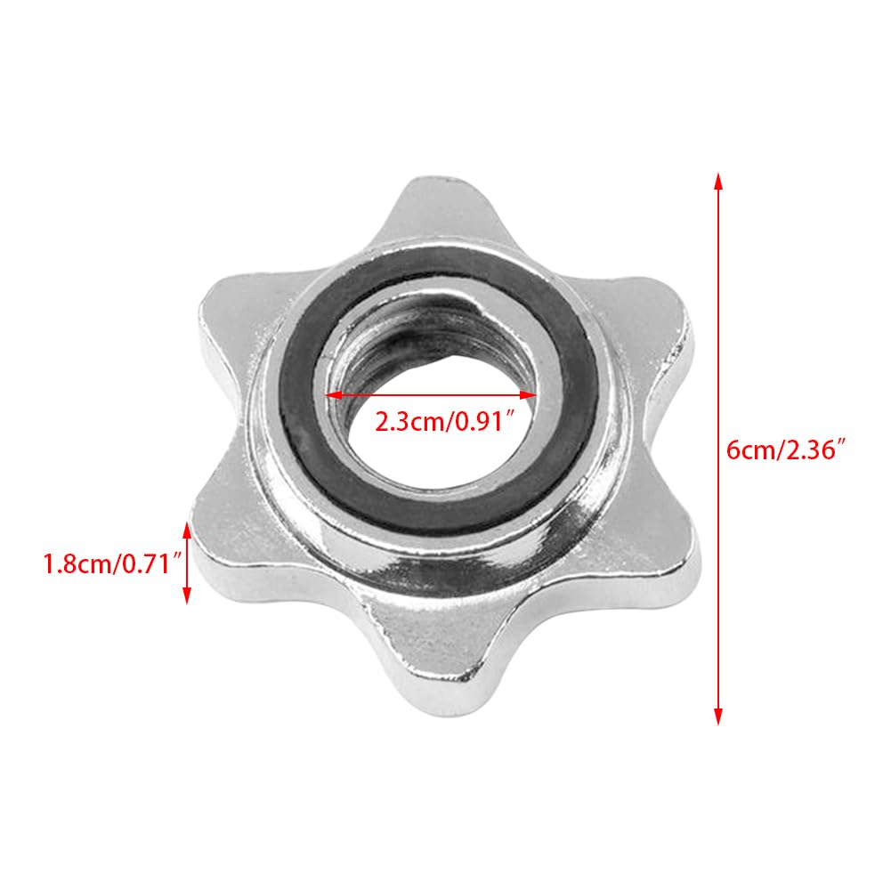 CALIDAKA 2pcs Standard Barbell Spin-Lock Collars Screw Clamps 0.91" Diameter Rubber Steel Anti-Slip Spin-Lock Collars for Dumbell Weight Lifting