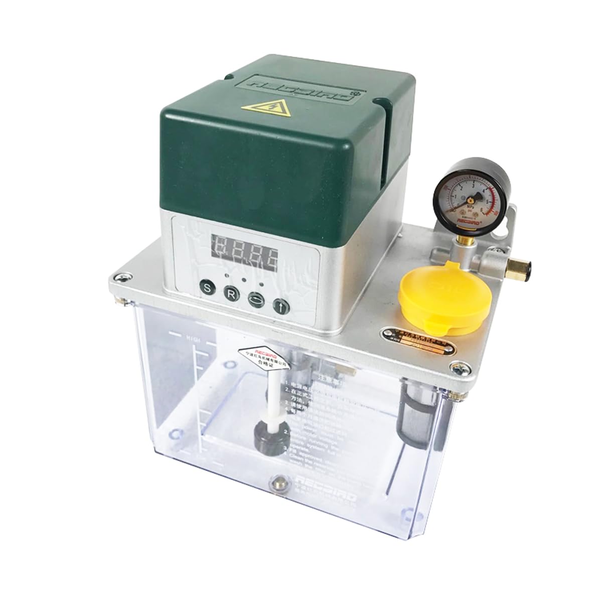 INTBUYING 110V Automatic Lubricating Oil Pump with Pressure Gauge Automatic Lubricating Pump CNC Oil Pump with 3L Reservoir Capacity for Punching Lathe Cutting Milling Machine