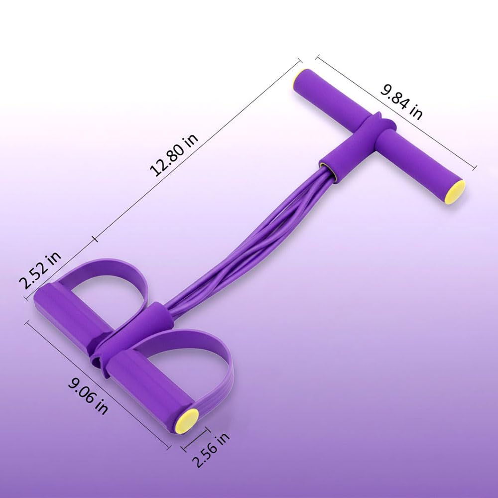 Multifunction Pedal Resistance Band with Handles,6-Tube Elastic Yoga Pedal Puller Resistance Band Set, Natural Latex Foot Pedal Resistance Device,Tension Rope for Exercise Women Men (Purple,1pcs)